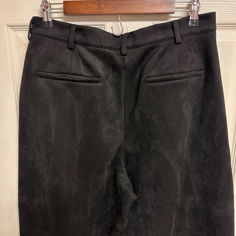 A Loves A Velvet Wide Leg Cropped Pants High Rise Size 12 Black Pleated Trousers - Picture 7 of 8